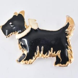 Black and Gold Scottie Dog Brooch